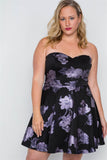 Fit & Flare Floral Mini Dress in black