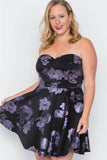 Fit & Flare Floral Mini Dress in black