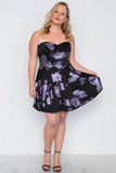 Fit & Flare Floral Mini Dress in black