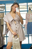 So 90s! Striped Self-tie Front Shirt dress