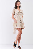 So 90s! Striped Self-tie Front Shirt dress
