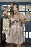 So 90s! Striped Self-tie Front Shirt dress