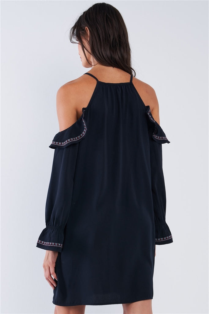 Boho ethnic off-shoulder mini dress