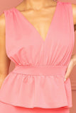 JOLEY Shimmer Peplum Pink Midi Dress
