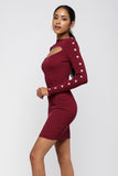 Turtleneck Burgundy Mini Dress