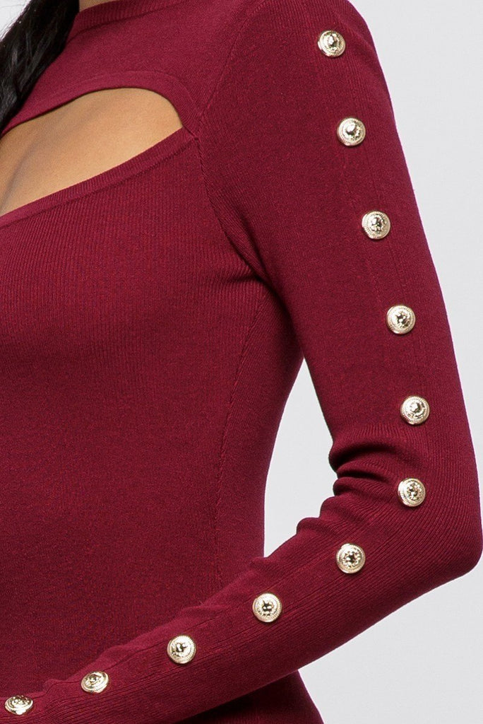 Turtleneck Burgundy Mini Dress