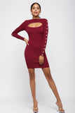 Turtleneck Burgundy Mini Dress