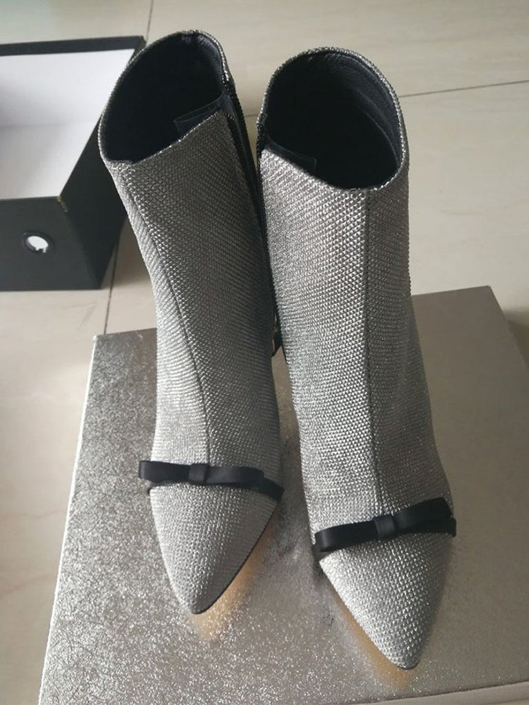 Cinderella embellished ankle boots in silver