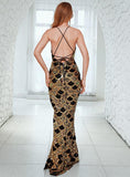 ALORA Deep V-Neck Backless Gown