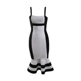 ANNETTE Color-block Bodycon Midi Dress