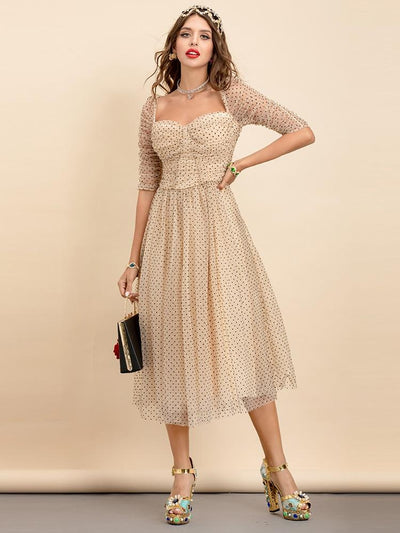 CAITLIN Mesh Midi Dress