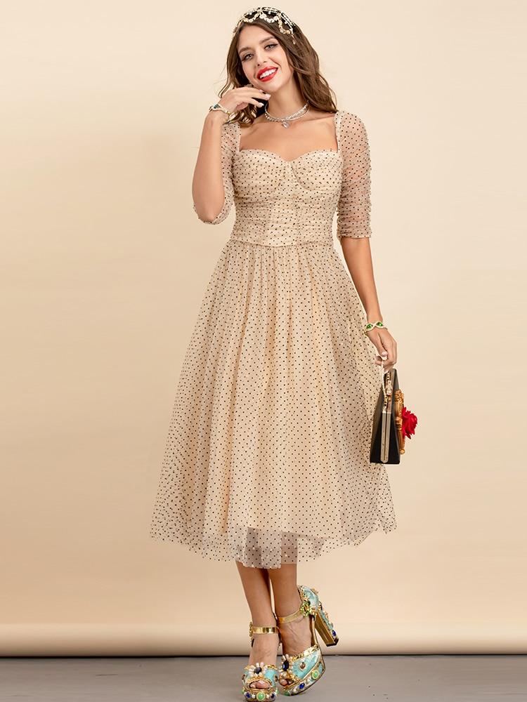 CAITLIN Mesh Midi Dress