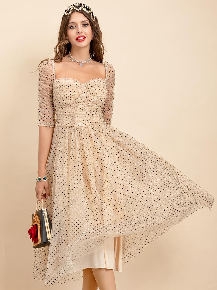 CAITLIN Mesh Midi Dress