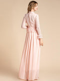 CAMELIA Ruffled Chiffon Lace Maxi Dress