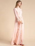 CAMELIA Ruffled Chiffon Lace Maxi Dress
