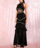 CARMEN ruffled halter gown