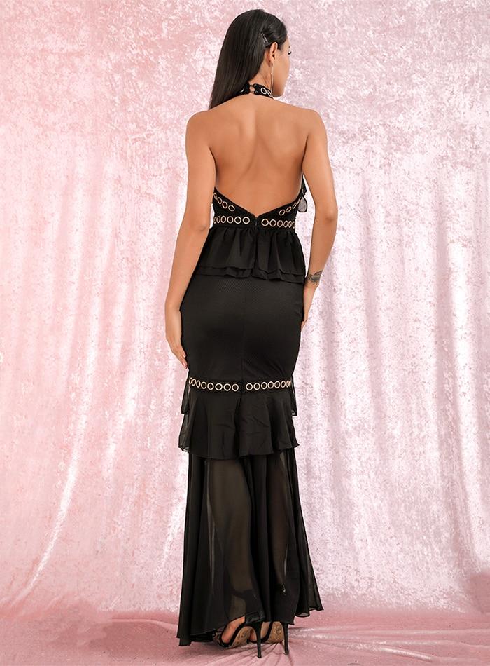 CARMEN ruffled halter gown