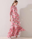 CARRIE Blossom Ruffle Neck Maxi Dress