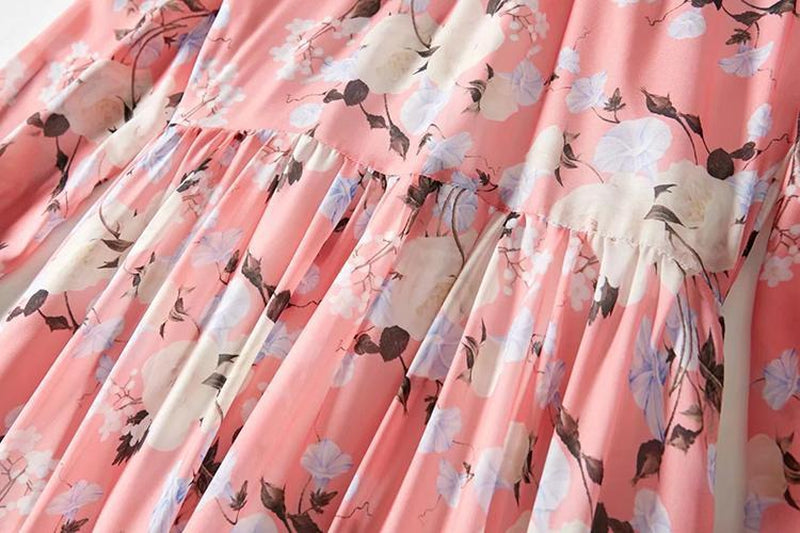 CARRIE Blossom Ruffle Neck Maxi Dress