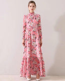 CARRIE Blossom Ruffle Neck Maxi Dress