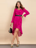 CHANTEL Ruffled Asymmetric Dress in colors