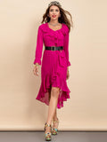 CHANTEL Ruffled Asymmetric Dress in colors