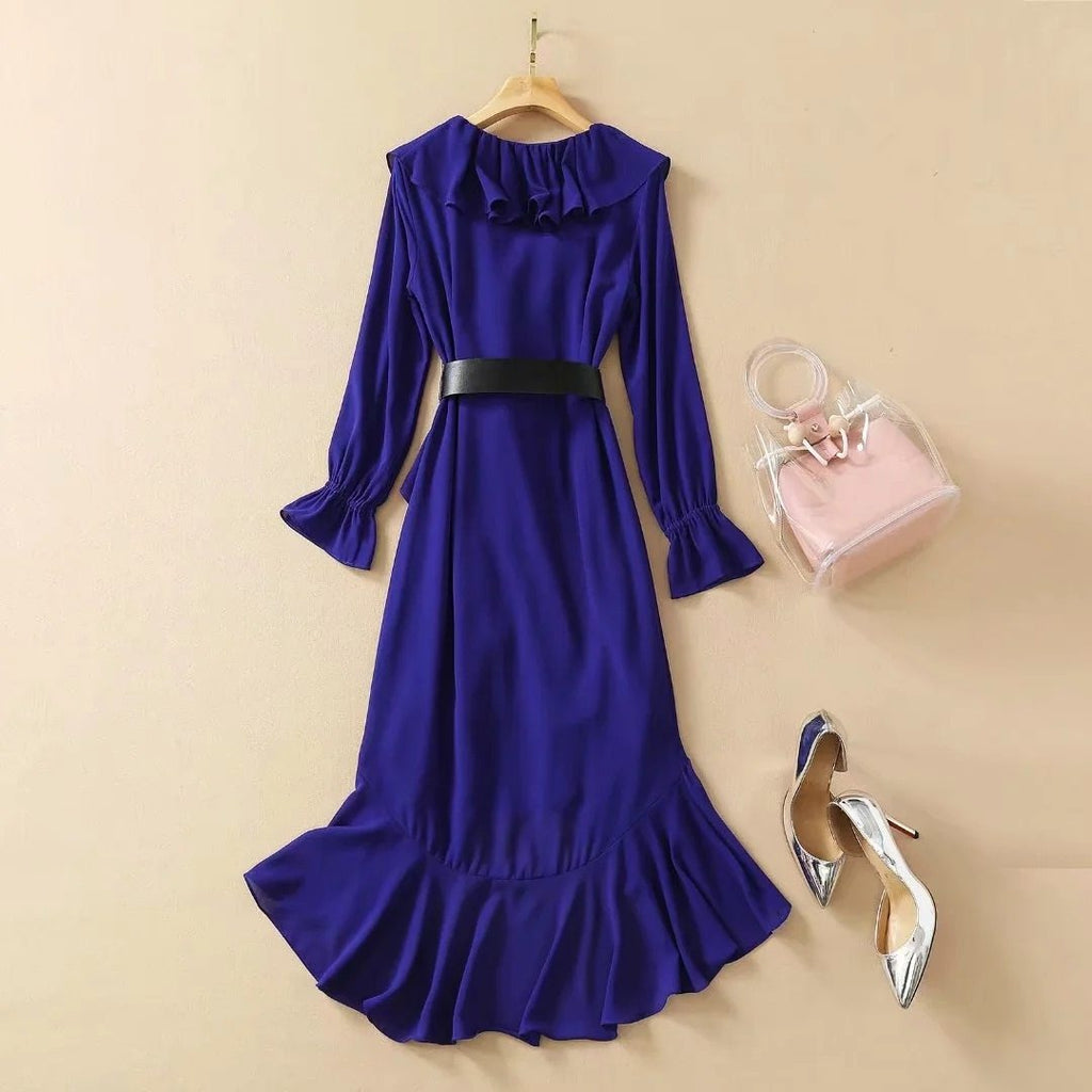 CHANTEL Ruffled Asymmetric Dress in colors