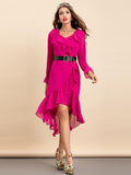 CHANTEL Ruffled Asymmetric Dress in colors
