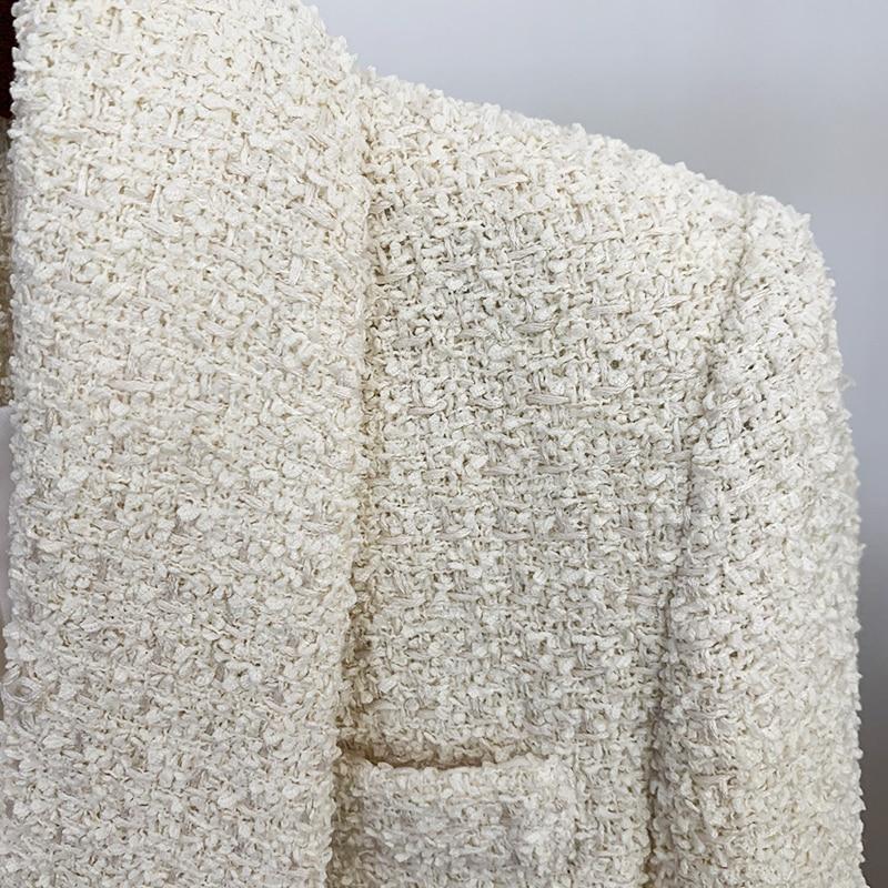 Classy Double Breasted Tweed Blazer