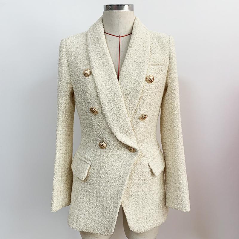 Classy Double Breasted Tweed Blazer
