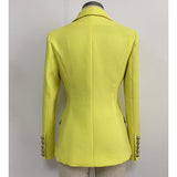 Primetime Looks-Double-breasted blazer in lime green