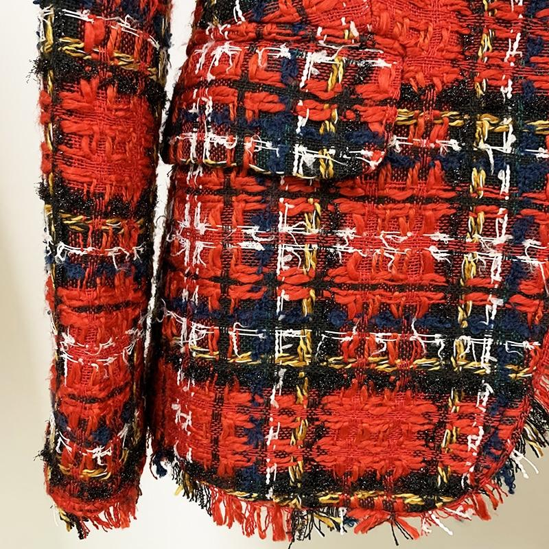 Double-breasted Tartan Plaid Tweed Blazer
