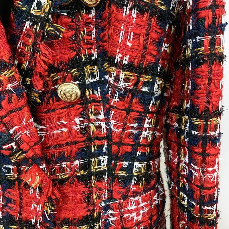 Double-breasted Tartan Plaid Tweed Blazer