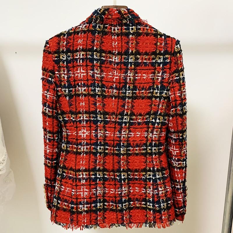 Double-breasted Tartan Plaid Tweed Blazer