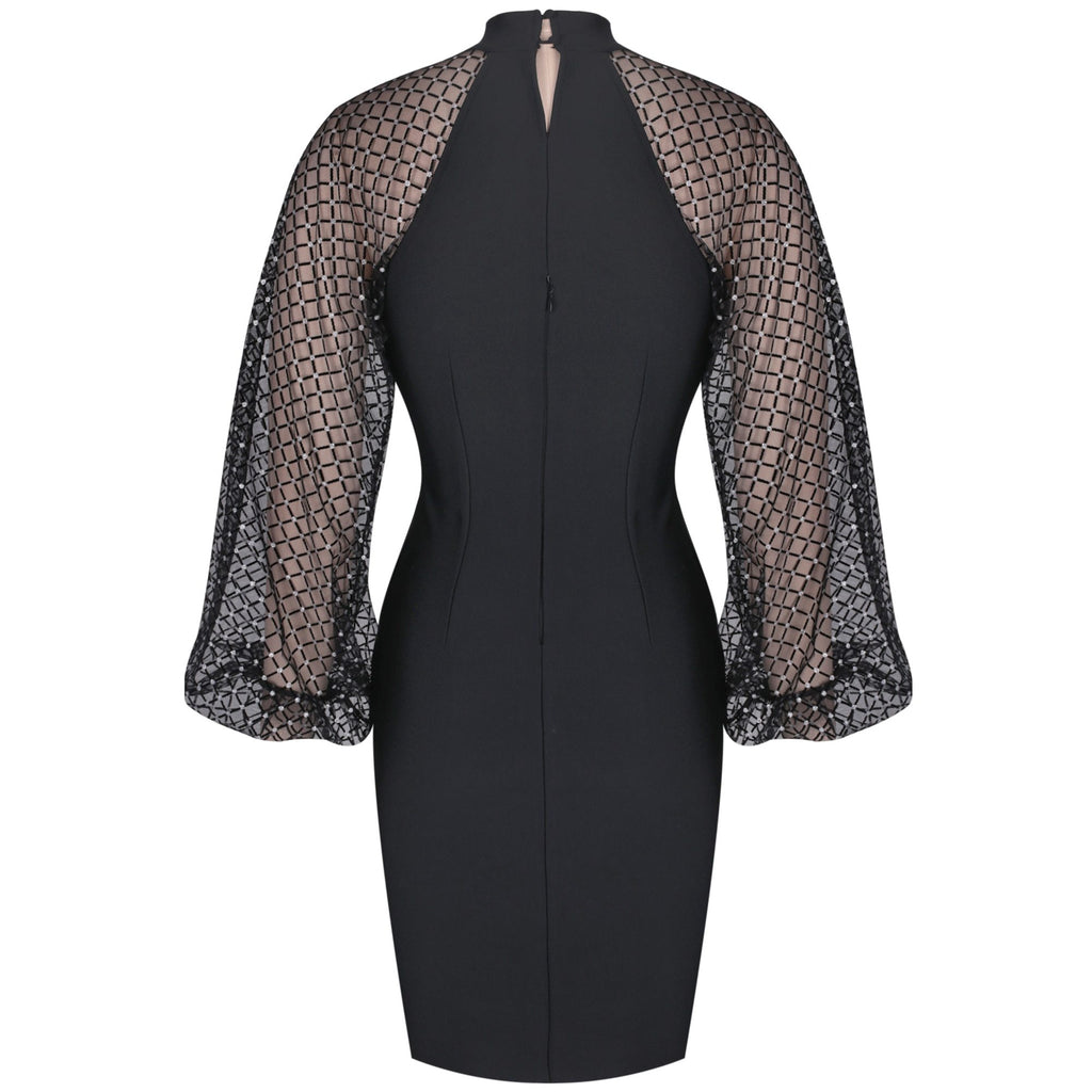 FELICIA Mesh Sleeves Midi Dress