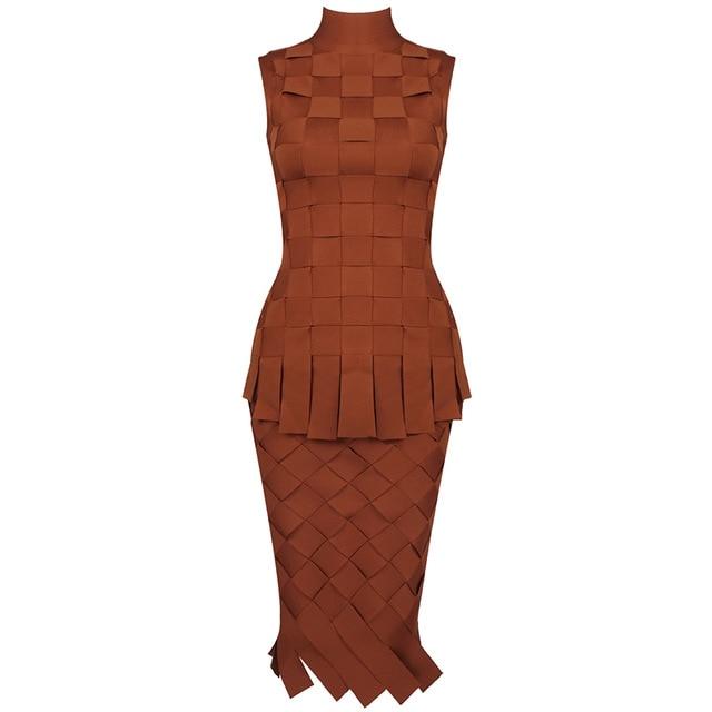 Fringe Hem Bodycon Top and Midi Skirt Set