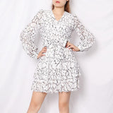 GALEN Prited Mini Lace Dress
