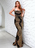 IZZA Crushed Gold Evening Gown