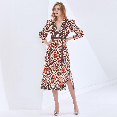 JESSENIA Geometric Midi Dress