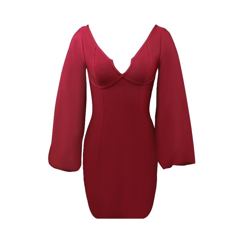 KAT Lantern Sleeve Bodycon Mini Dress