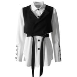 Lapel vest and shirt elegant set