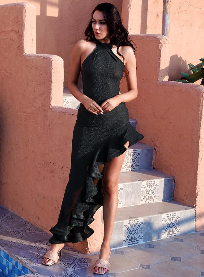 LEXI Asymmetric Halter Dress