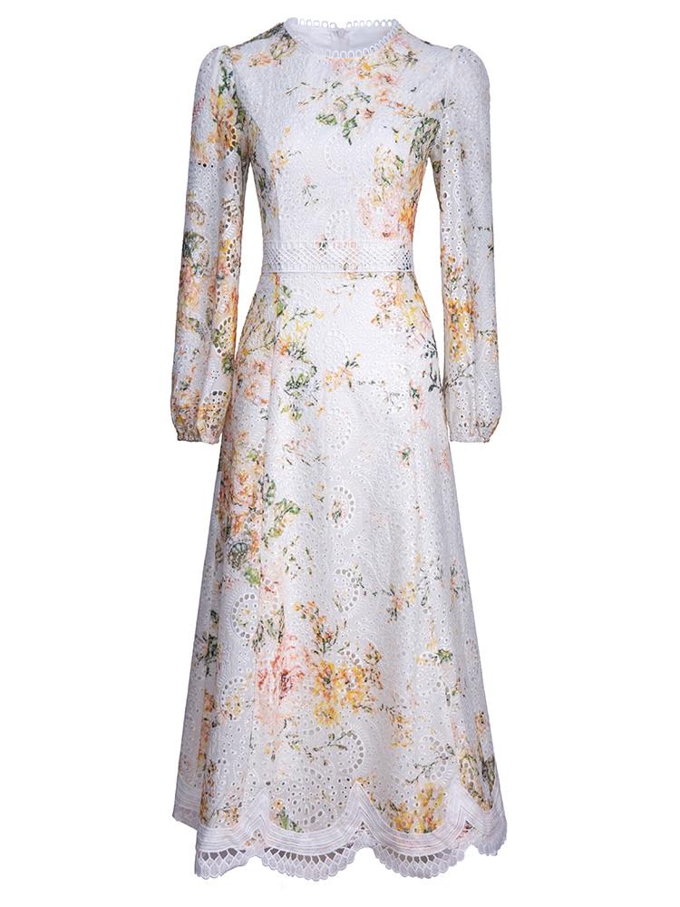 LORIEN Charming Lace Midi Dress