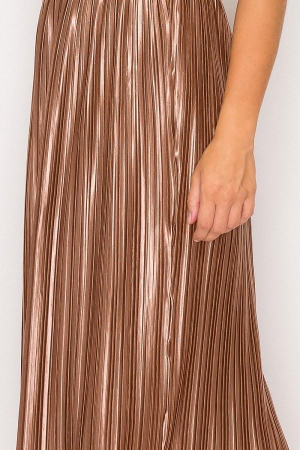 Luxe Pleated Midi Skirt in Brown