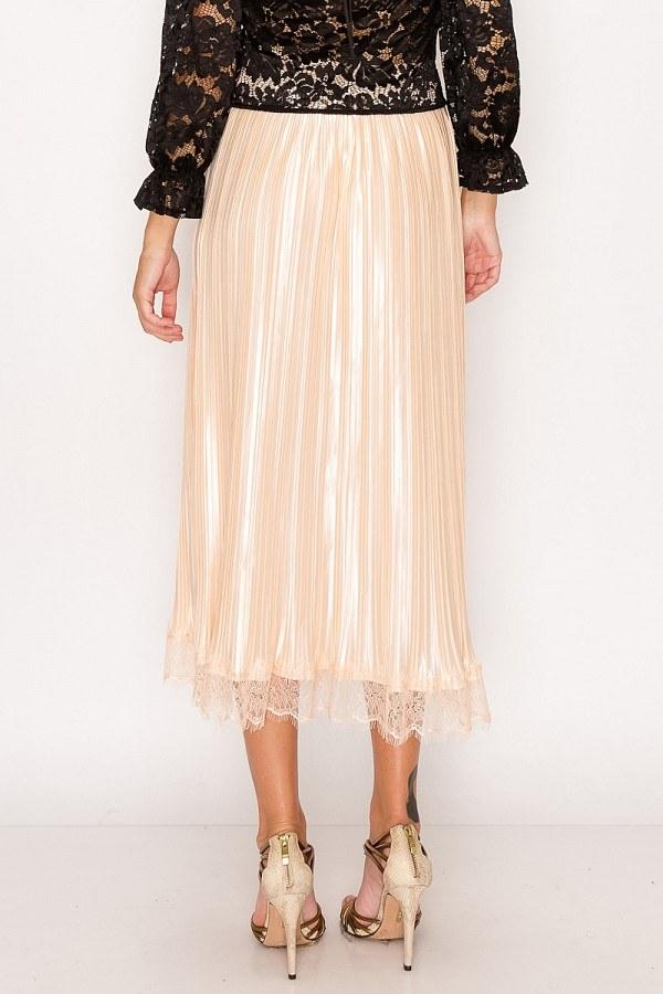 Luxe Pleated Midi Skirt in Cream