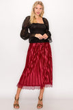 Luxe Pleated Midi Skirt in Red