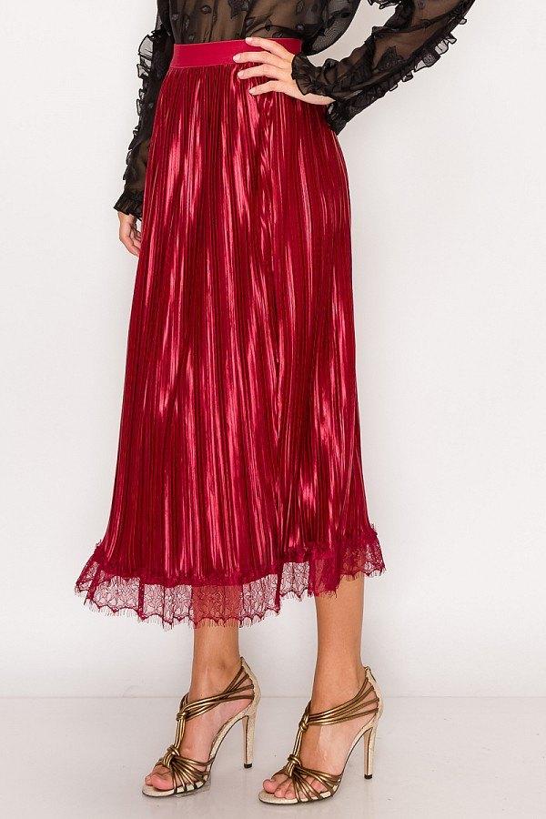 Luxe Pleated Midi Skirt in Red