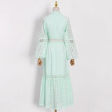 MARLENE Eyelet Lace Midi Dress in colors