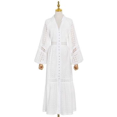 MARLENE Eyelet Lace Midi Dress in colors