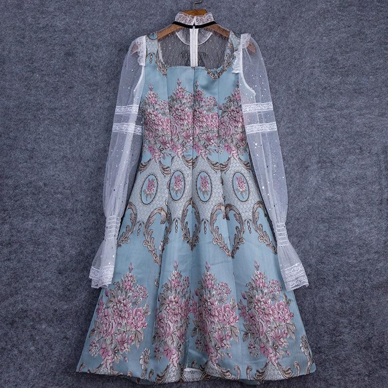 MELIA patchwork mini dress with mesh sleeves